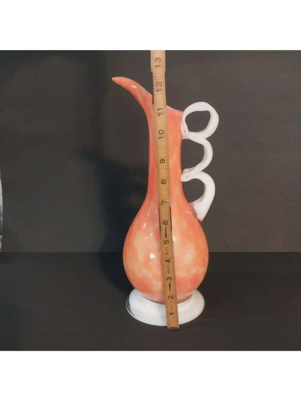 Vintage Cased Glass Pitcher Decorative Orange Swirl Vase